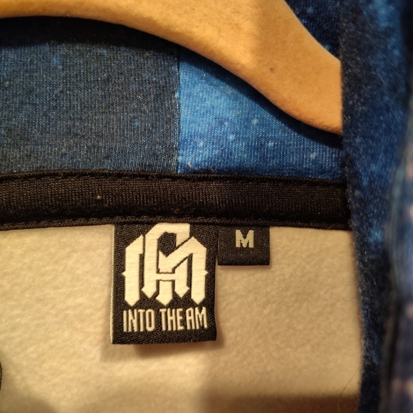 Into The AM Men's Blue Space Astronaut Graphic Print Zip Up Hoodie Jacket Sz M - Picture 2 of 7